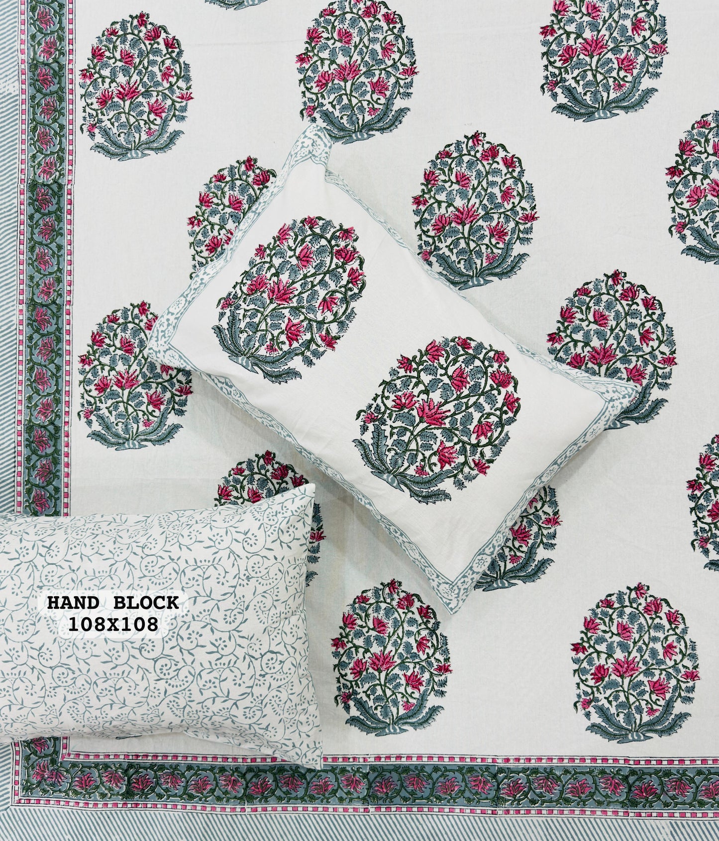 Cherry Blossom Handblock Printed Bedsheet