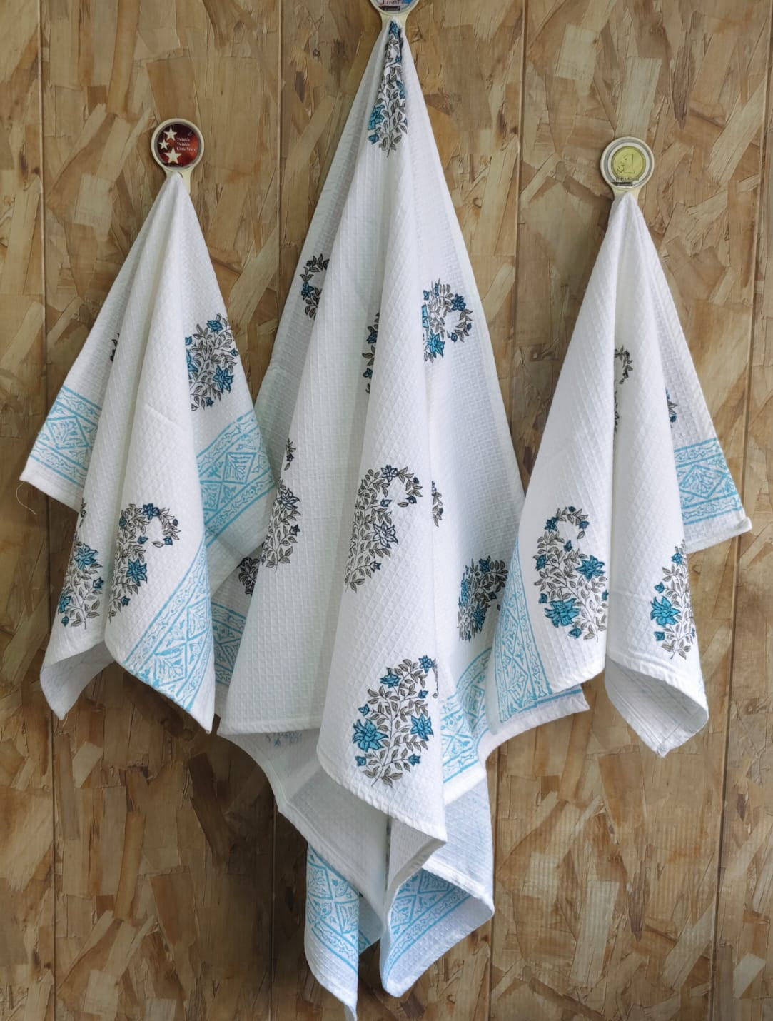 Ragini - Handblock Printed Waffle Towel Set