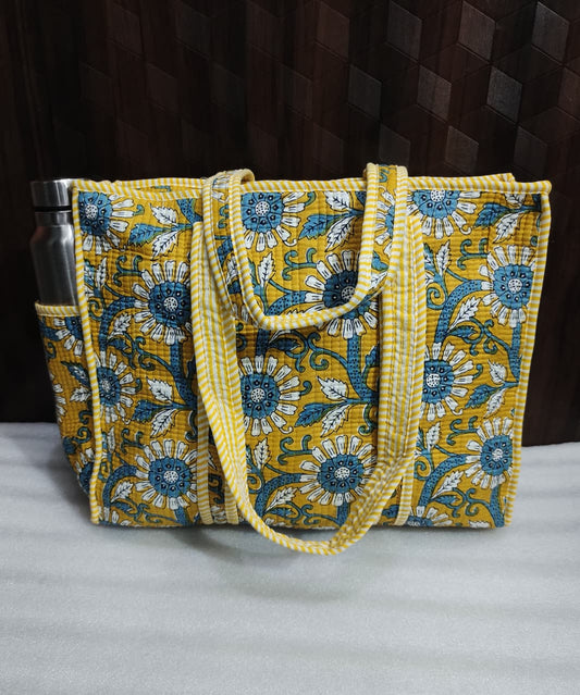 The Handloom Hold – Handblock Printed Quilted Tote Bag
