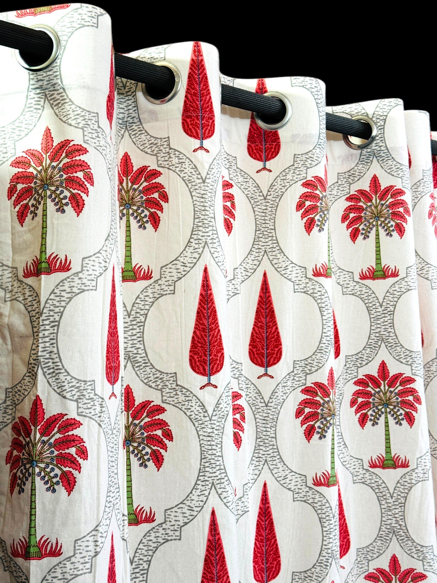 Saanjh Shades– Handblock Printed Cotton Curtain Set