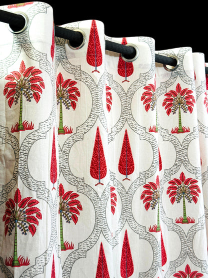 Saanjh Shades– Handblock Printed Cotton Curtain Set