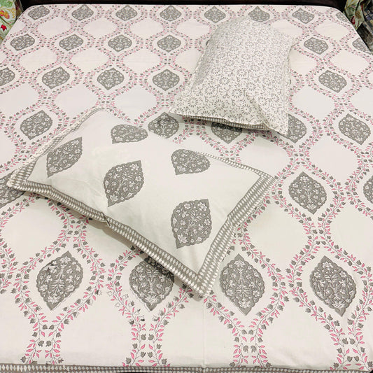 Golden Leaf Handblock Printed Bedsheet