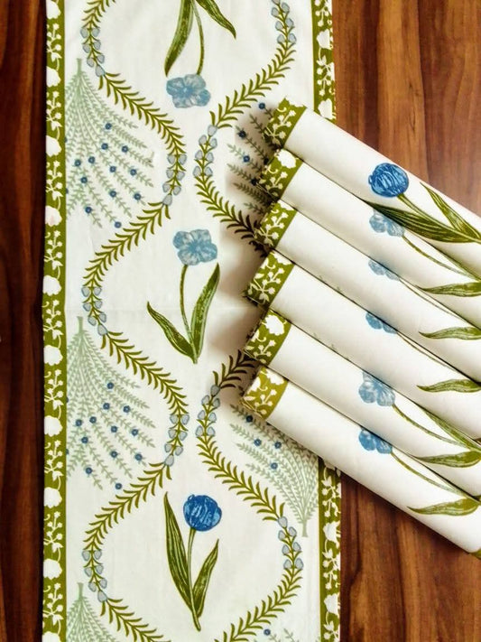 Mendy mats - Handblock Printed 6-Seater Dining Table Set