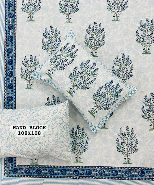 Crystal Wave Handblock Printed Bedsheet
