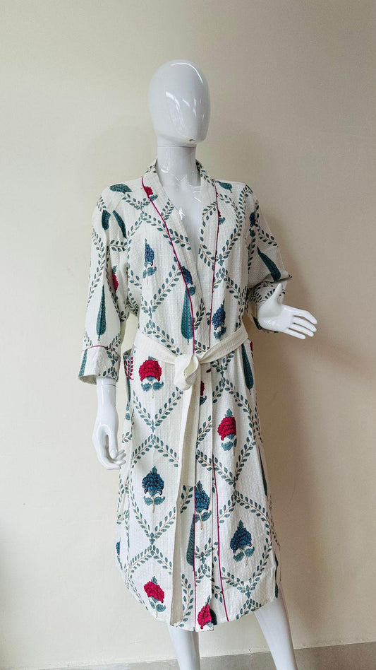 GulabMist – Handblock Printed Unisex Bathrobe