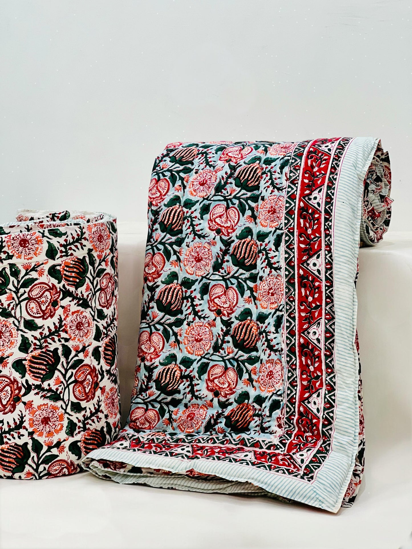 Phoolbagh - Handblock Printed King Size Quilt Razai