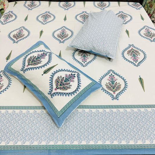 Twilight Rose Handblock Printed Bedsheet