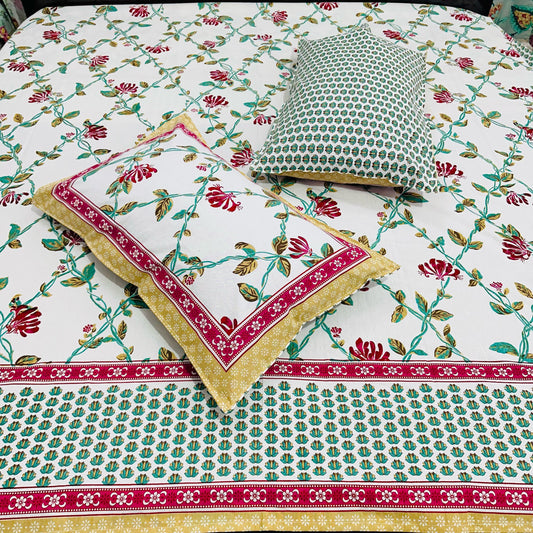 Sitara Sapna| Handblock Printed Double Bedsheet Set