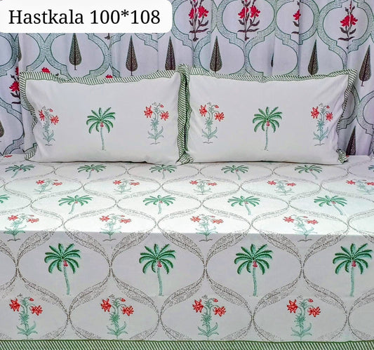 Autumn Aura Handblock Printed Bedsheet