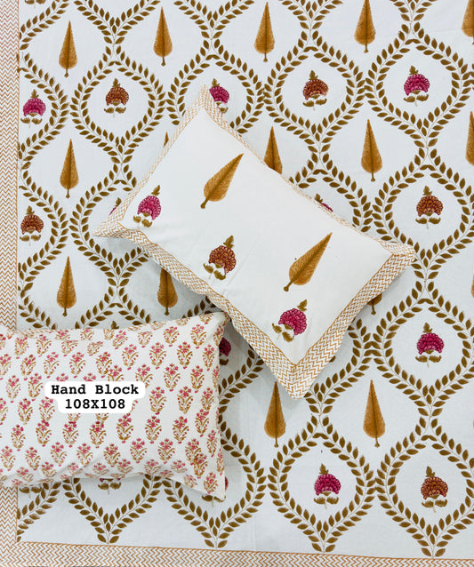 Dreamy Meadow Handblock Printed Bedsheet