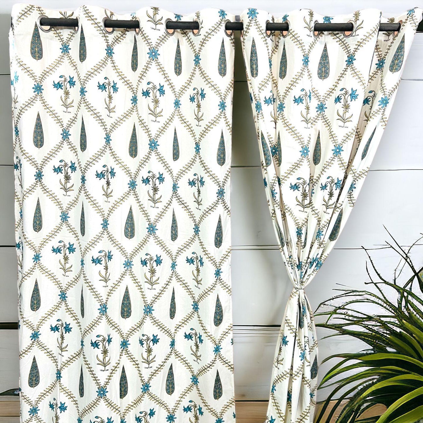 Patang Curtain - Handblock Printed Cotton Curtain Set