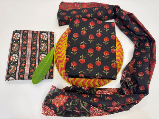 Dhaaga Drapes – Handblock Printed Cotton Suit Set with Mulmul Dupatta