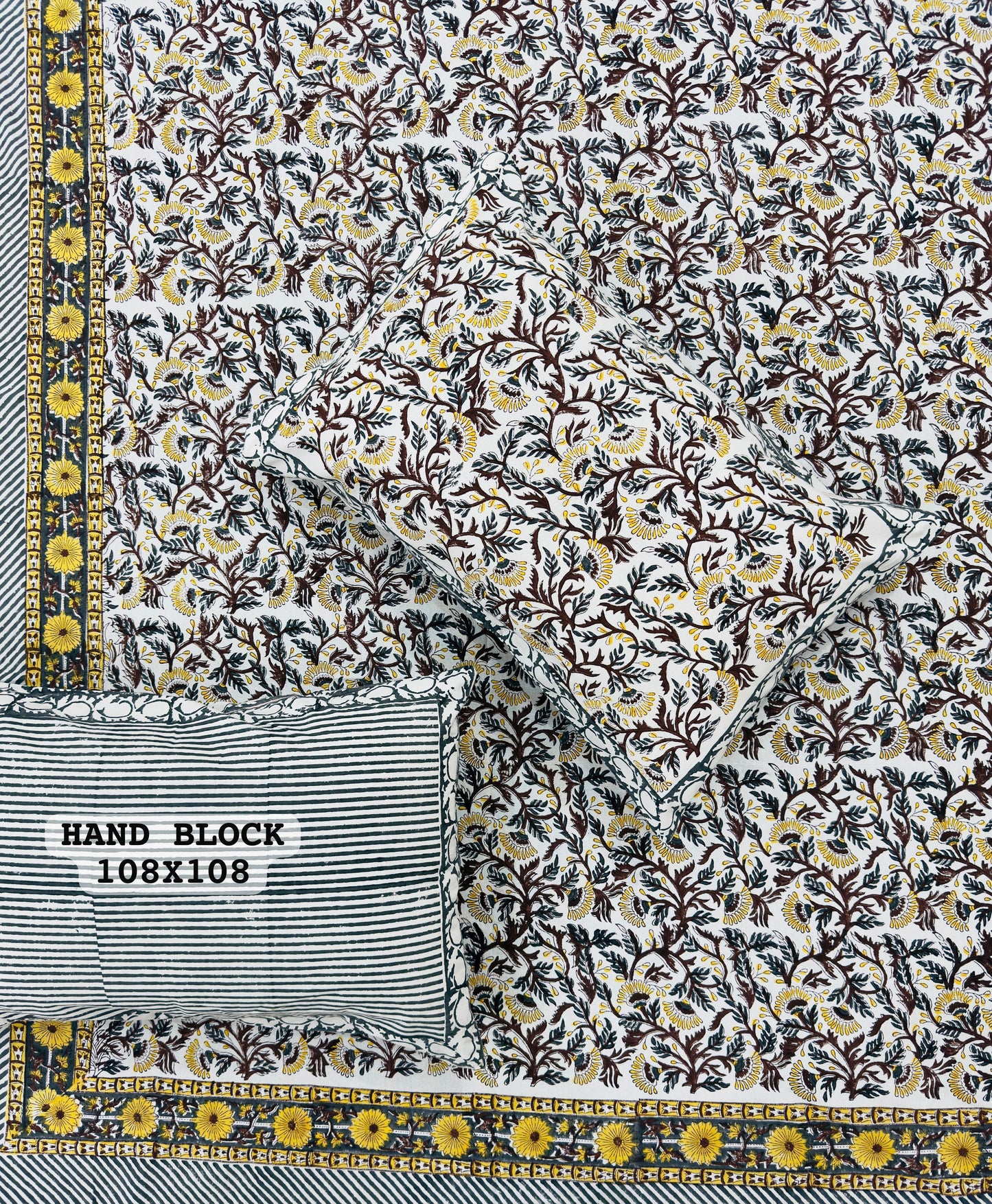 Lush Meadow Handblock Printed Bedsheet