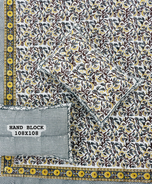Lush Meadow Handblock Printed Bedsheet