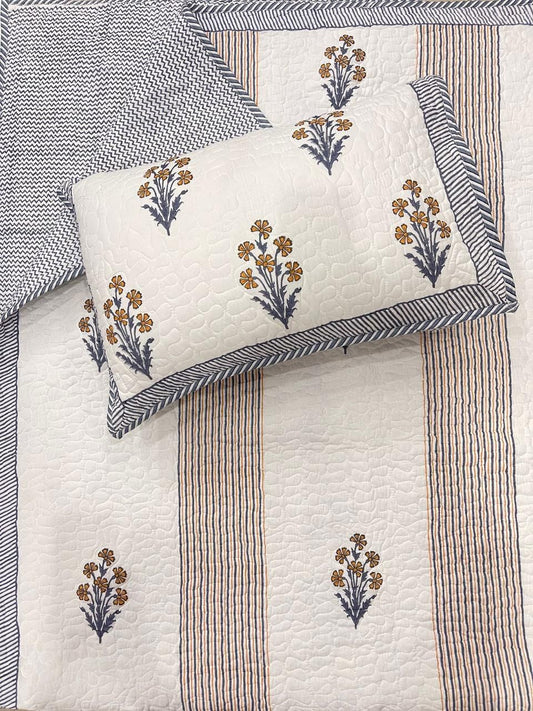 Chandani Spread – Handblock Quilted Bedcover Set