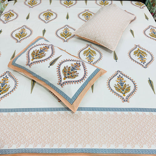 Azure Dream Handblock Printed Bedsheet