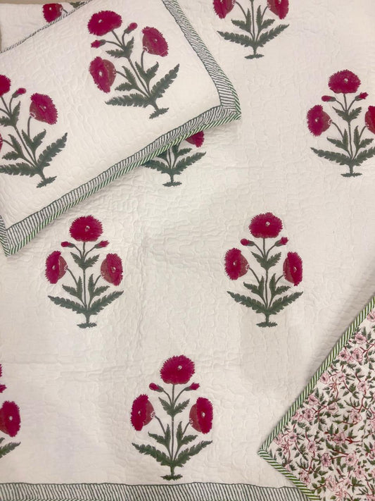 Mughalai - Handblock Quilted Bedcover Set