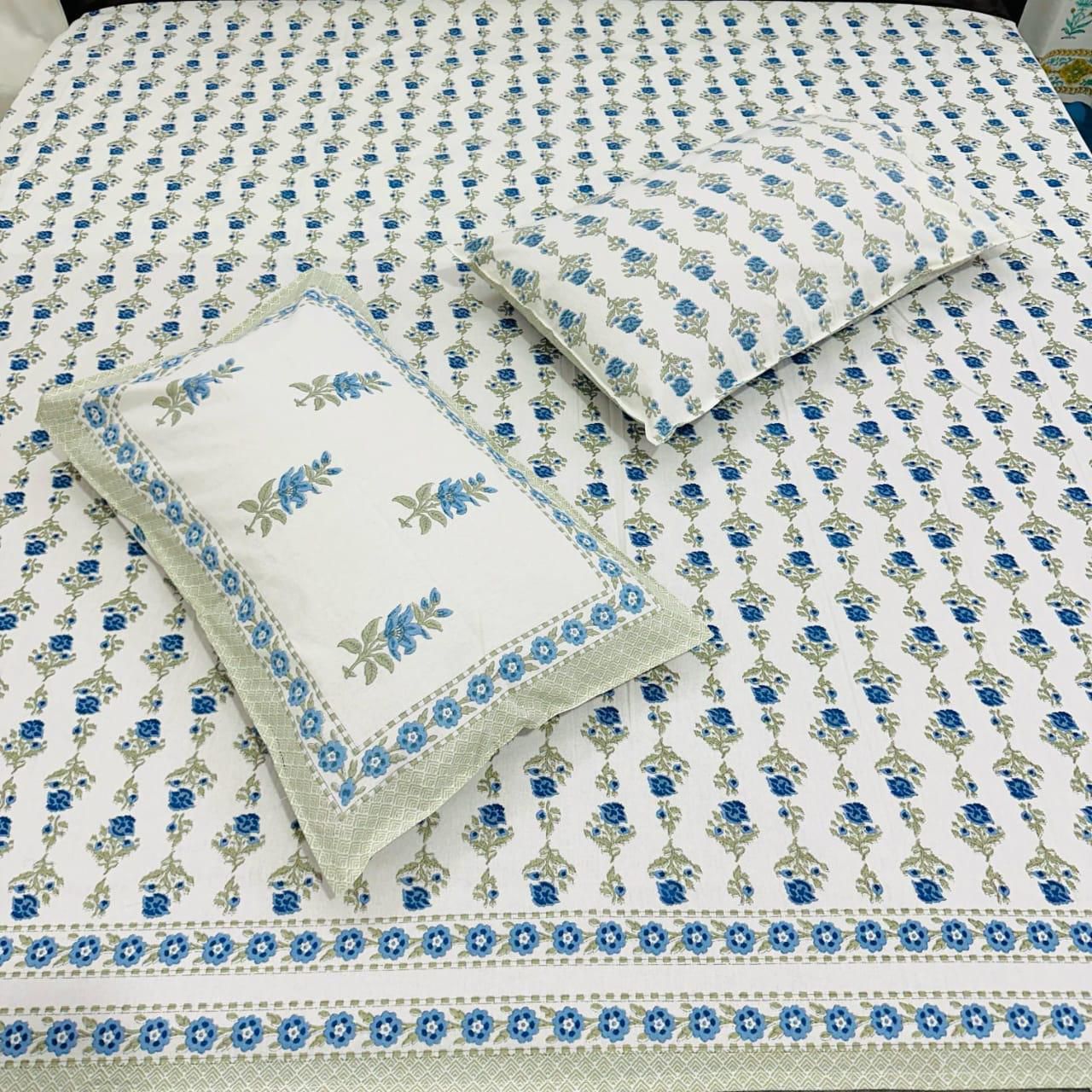 Gulmor Nights | Handblock Printed Double Bedsheet Set