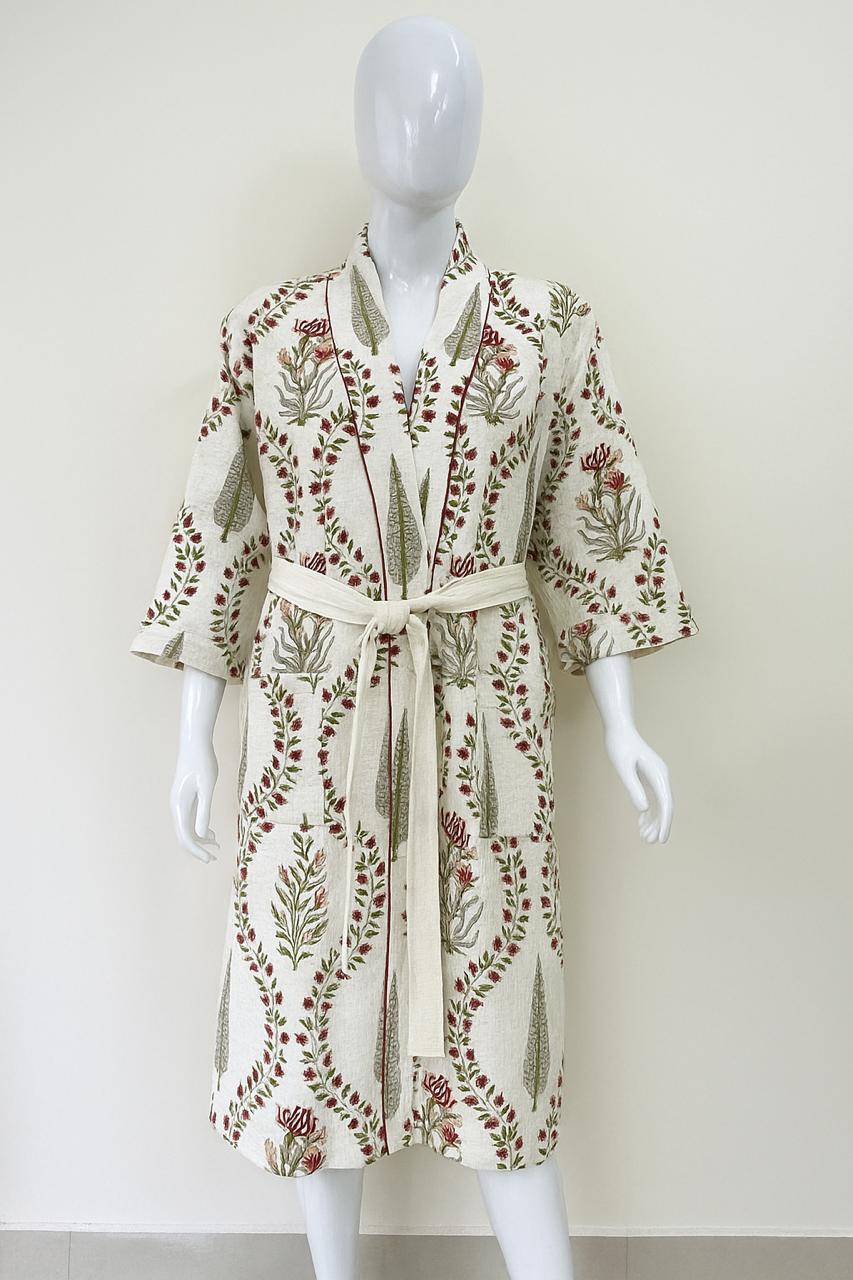 Ajrakh Embrace – Handblock Printed Unisex Bathrobe