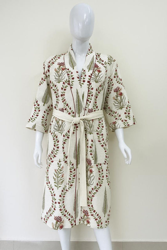 Ajrakh Embrace – Handblock Printed Unisex Bathrobe