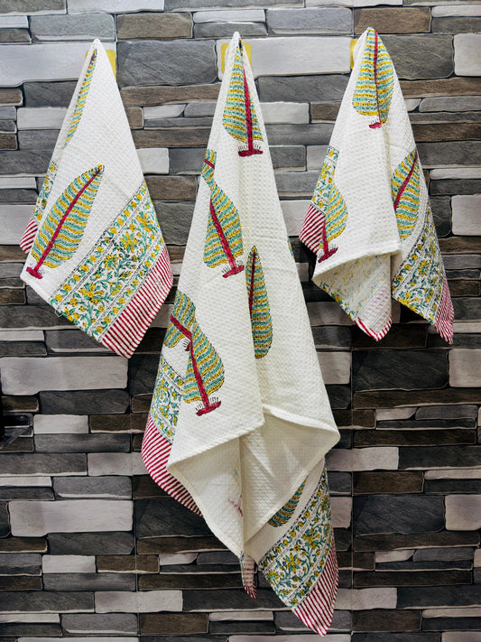 ChhapaCotton – Handblock Printed Waffle Towel Set