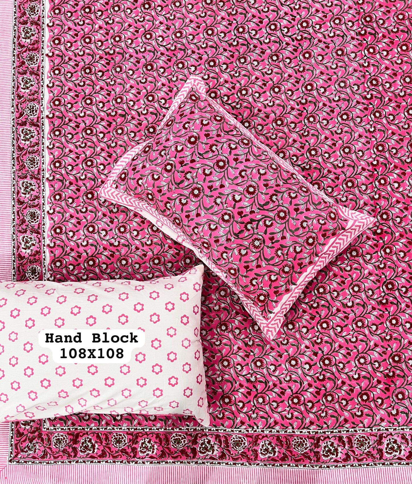Scarlet Flame Handblock Printed Bedsheet