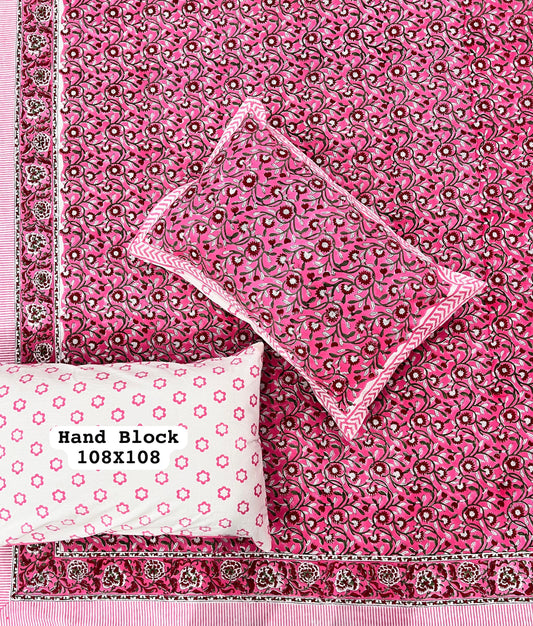 Scarlet Flame Handblock Printed Bedsheet