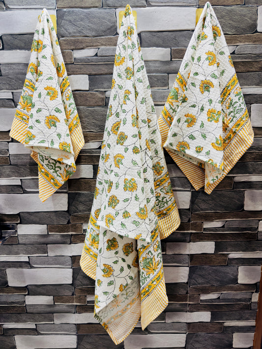 AabRang – Handblock Printed Waffle Towel Set