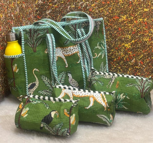 Junglefun - Quilted Tote Bag Set
