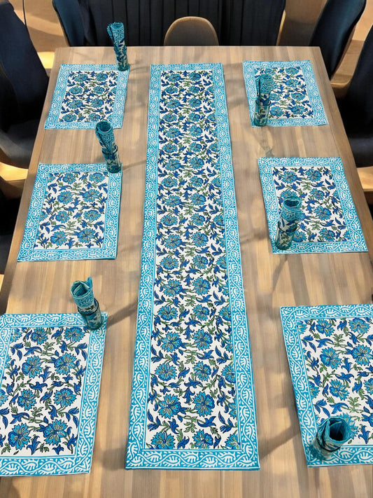 Diago - Handblock Printed 6-Seater Dining Table Set