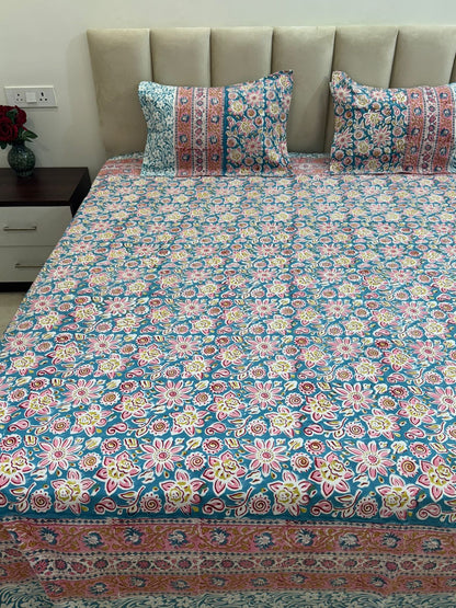 Blue Bush  Double Bedsheet 90x108