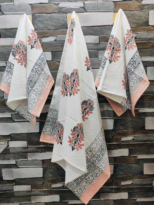 Indigo Dew – Handblock Printed Waffle Towel Set