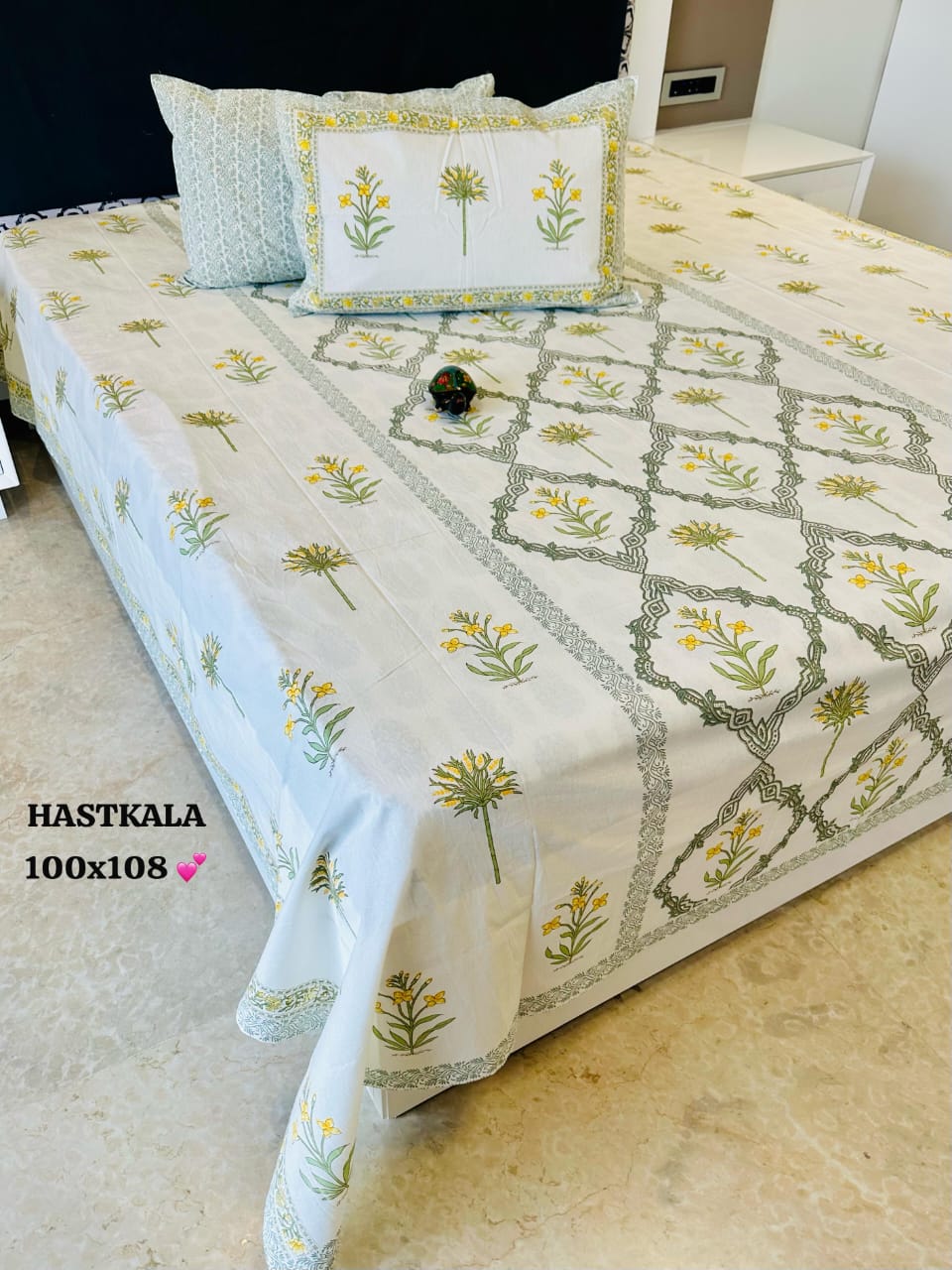 Rustic Charm Handblock Printed Bedsheet