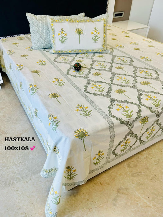 Rustic Charm Handblock Printed Bedsheet