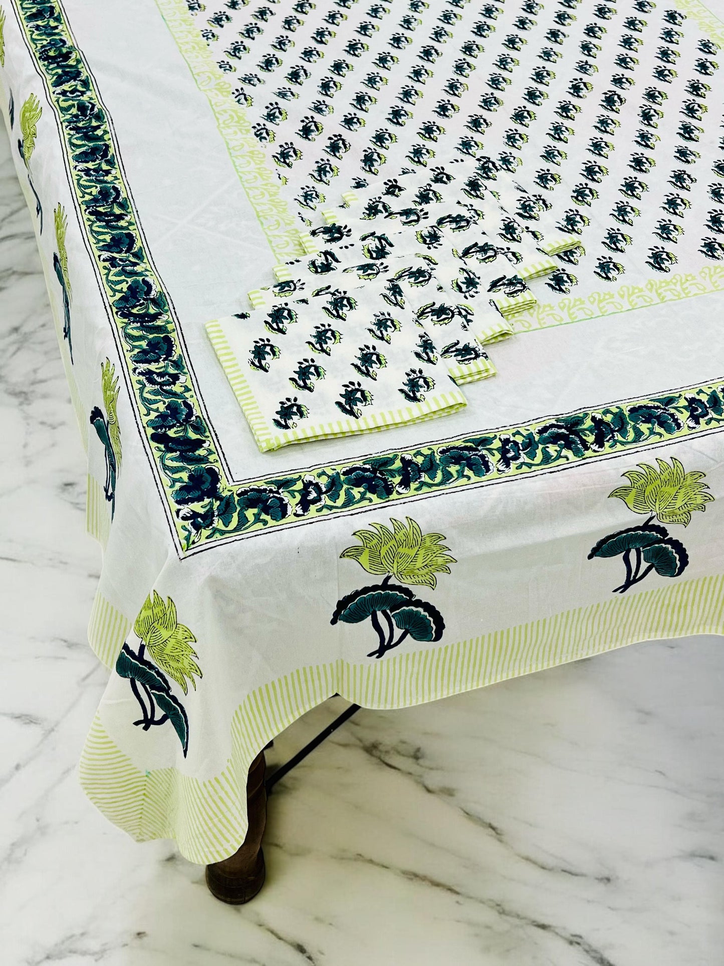 Lazzez - Handblock Printed Dining Table Cover Set
