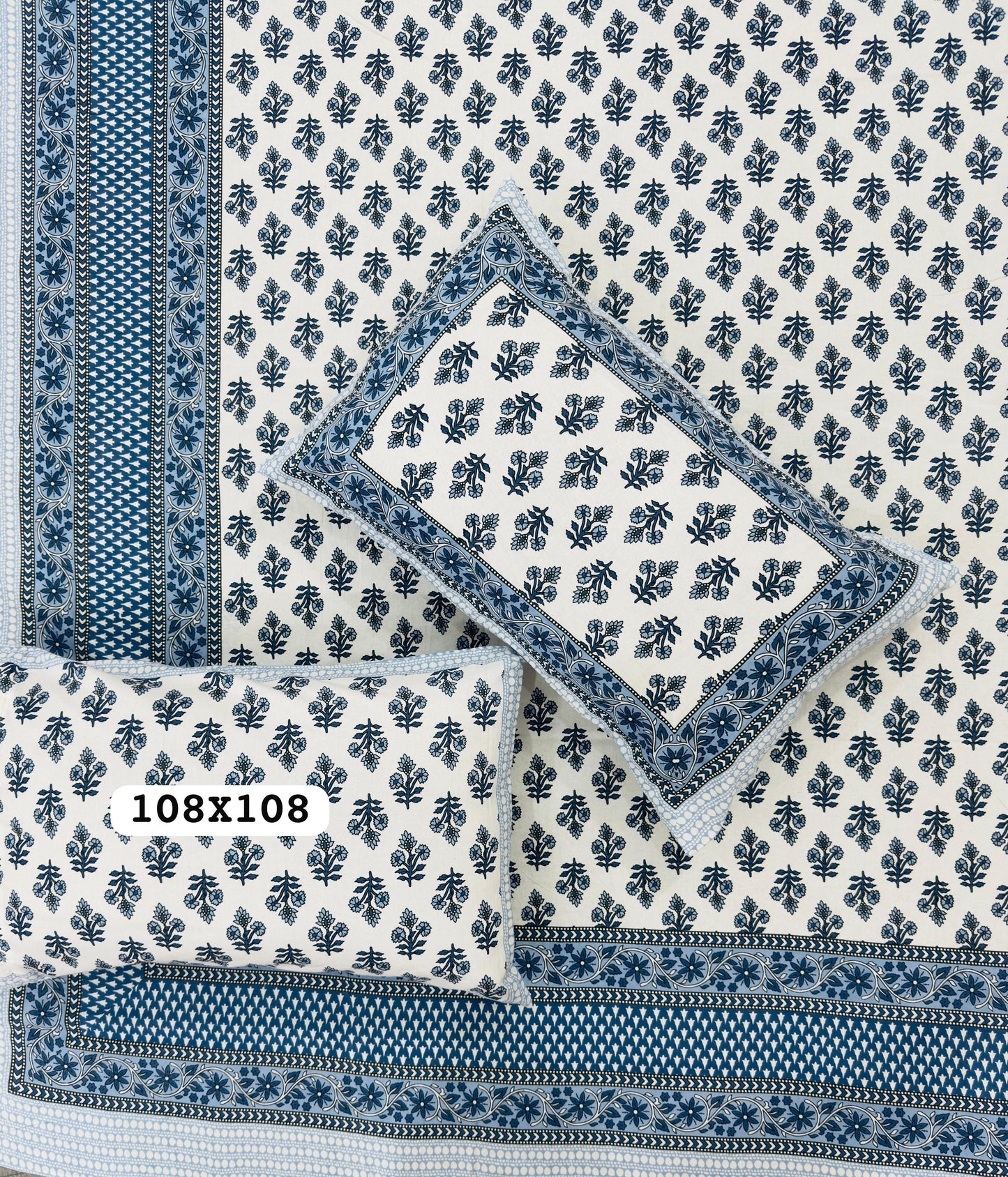 Golden Petal Handblock Printed Bedsheet