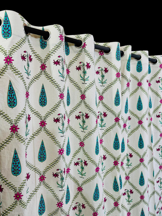 Panbagh - Handblock Printed Cotton Curtain Set