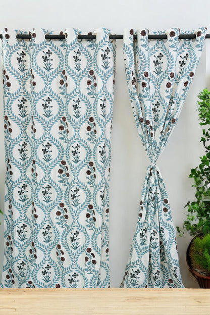 Neelvaan Veil – Handblock Printed Cotton Curtain Set
