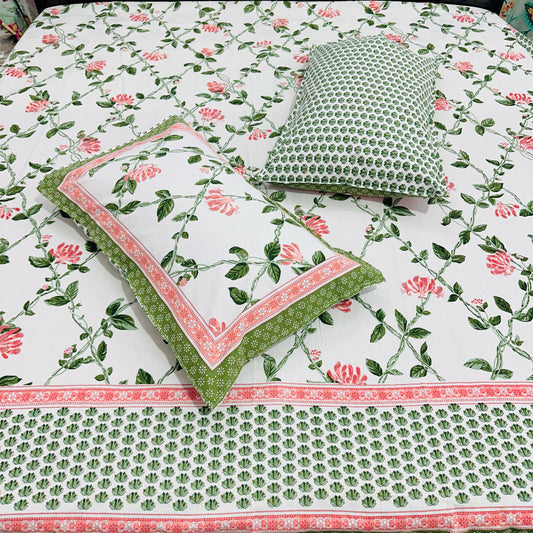 Aabha Aura| Handblock Printed Double Bedsheet Set
