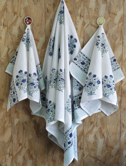 Gullera - Handblock Printed Waffle Towel Set