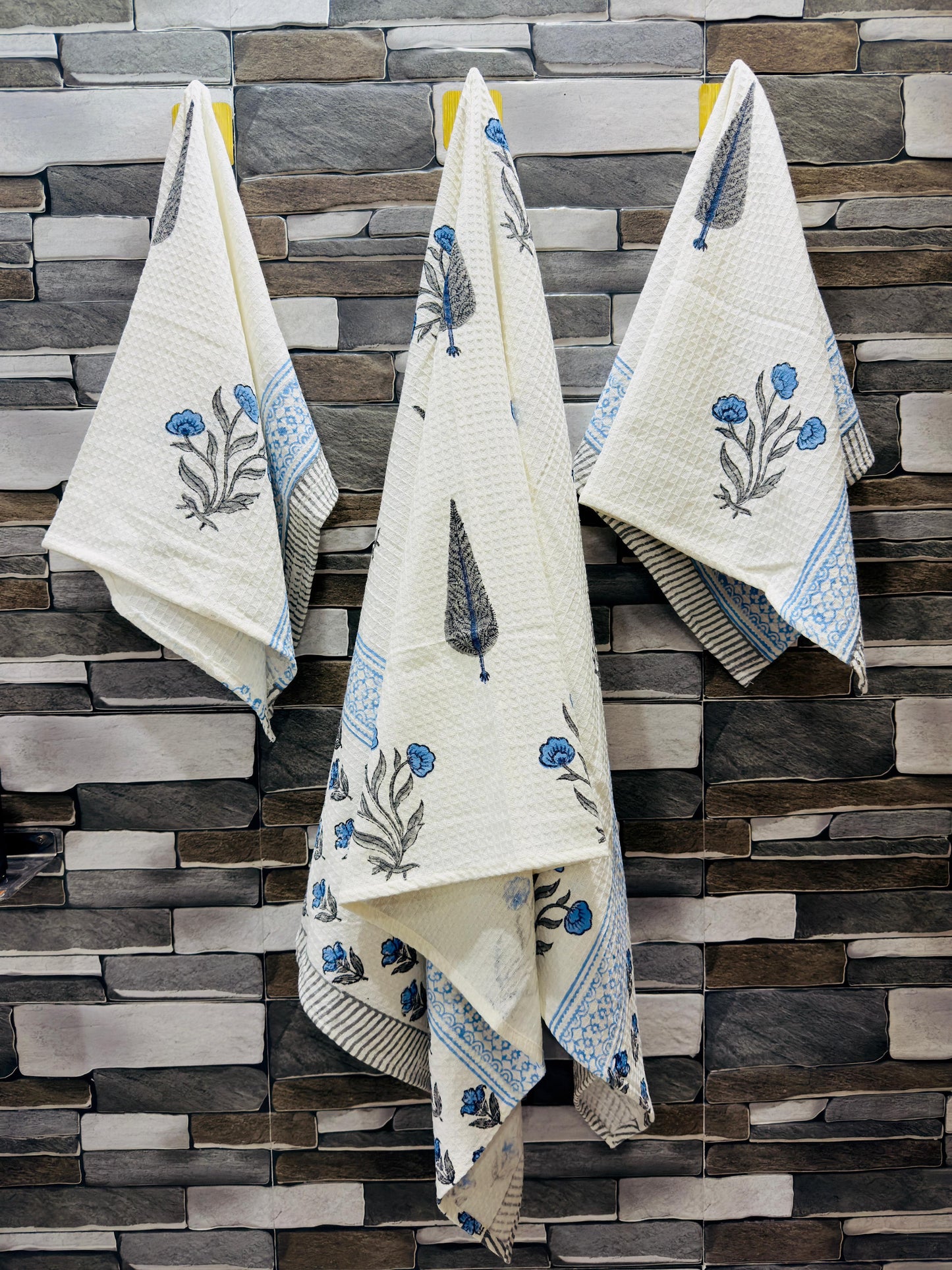 Rangkaari – Handblock Printed Waffle Towel Set