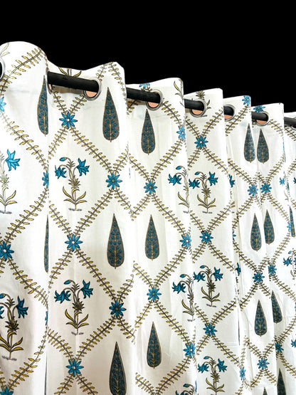 Patang Curtain - Handblock Printed Cotton Curtain Set