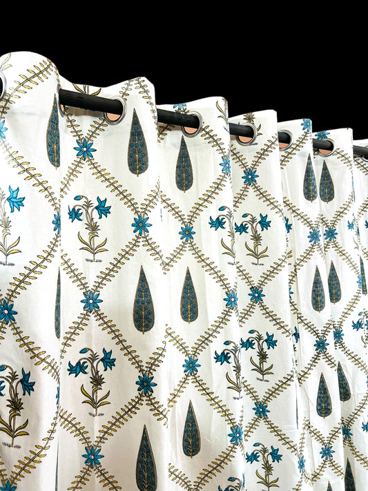 Patang Curtain - Handblock Printed Cotton Curtain Set